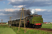 03.05.2014 Pociąg Rudolf z lokomotywą parową Ol12-7 przejeżdża przez Adamowo