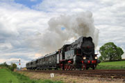 02.05.2015 Lokomotywa parowa OKz32-2 z pociągiem Era Pary 2 do Nowejwsi Mochy