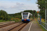 04.08.2014 Szynobus kolei UBB kończy swój bieg na stacji Trassenheide
