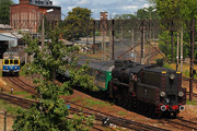 24.06 Pociąg Wydma I z parowozem Ol49-69 zbliża się do stacji Słupsk