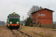 14.03 Pociąg specjalny Noteć z lokomotywą SU45-089 stoi na stacji Połajewo